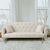 MYINDA Velvet Futon Reclining Sofa Bed with 2 Pillows for Living Room, Convertible 3 Adjustable Sofa Couch with Metal Legs for Small Spaces - 2 of 4