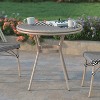 Emma & Oliver Massalia Indoor/Outdoor Bistro Style 31.5 in. Table with Textilene, Glass Top, and Bamboo Finished Metal Frame - 2 of 4