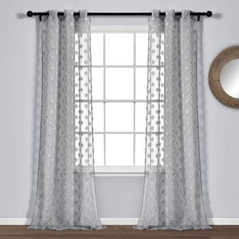 Set of 2 (84"x38") Textured Dot Grommet Sheer Window Curtain Panels - Lush Décor