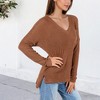Anna-Kaci Women's V-Neck Waffle Knit Pullover Top with Long Sleeves - 4 of 4