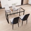 NicBex 51" Dining Table Set for 4 Modern Rectangular Tempered Glass Table with 4 PU Chairs for Dining Room, Gray - 2 of 4