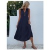 Coolmee Summer Casual Midi Dresses for Women Sleeveless V-Neck Button Front Swing Tank Sundress - 4 of 4