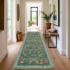 2x6 Washable Hallway Runner Rug, Modern Insect Floral Low Pile Kitchen Runner, Soft Non-Slip Stain-Resistant Carpet for Laundry or Bedroom, Green - 2 of 4