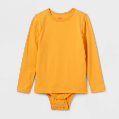 Kids' Adaptive Long Sleeve Bodysuit With Abdominal Access - Cat & Jack™  Mustard Yellow Xl : Target