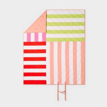 Picnic Blanket Pink Broken Striped - Sun Squad™