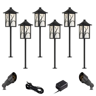 John Timberland Sleator Textured Black 10-Piece LED Path and Spot Light Set