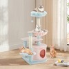 Erommy 43.3" Flower Cat Tree Tower, with Flower Perch, Hammock, Dangling Ball, Cat Condo for Indoor Cats, Blue - 4 of 4