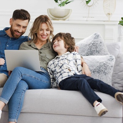 Cheer Collection Blue Ombre Faux Fur Lumbar Throw Pillows Set of 2