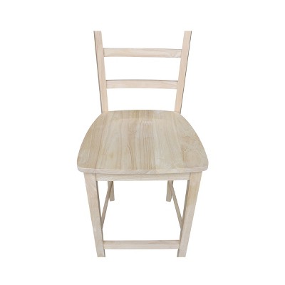 Traditional Unfinished Solid Parawood 24" Madrid Barstool