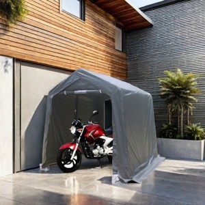 7x12 FT Outdoor Heavy Duty Metal Storage Shelter Shed,Carport With 2 Roll Up Zipper Doors,Patio Portable Garage Kit Tent-Coolbibila - 1 of 4