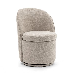 YOUNIKE Swivel Accent Chair 21" Wide Round Barrel Chair Modern Upholstered Living Room Chair Makeup Chair for Bedroom, Boucle Fabric - 1 of 4