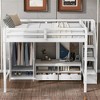 Full Size Loft Bed Frame with Wardrobe, Low Storage Table and Storage Staircase - ModernLuxe - 2 of 4