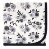 Touched by Nature Baby Girl Organic Cotton Swaddle Blanket and Headband or Cap, Black Floral, One Size - 4 of 4