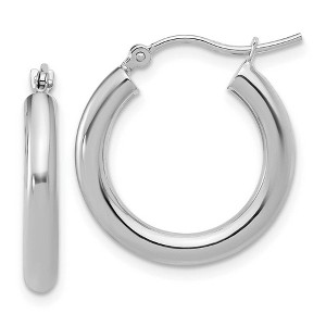 Black Bow Jewelry 3mm Round Hoop Earrings in 14k White Gold, 20mm (3/4 Inch) - 1 of 4