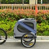 Dog Bike Trailer for Medium Pets,Foldable Bicycle Pet Carrier Wagon with 3 Entrances,Mesh Screen and Flag- LAOTIES - 2 of 4