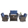 Buenhomino 5 Pieces Patio Furniture Set with Propane Fire Pit Table, Deep Seating Swivel Rocker Glider Chairs with Table Patio Conversation Set - 3 of 4