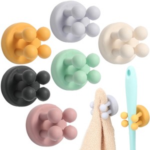 XINGHANZHENXUAN 6-Pack Adhesive Hooks for Bathroom & Kitchen | Multi-Purpose Razor, Toothbrush & Towel Holder | No-Drill Wall Mounted Organizer - 1 of 4