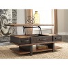 Stanah Coffee Table with Lift Top Black/Brown - Signature Design by Ashley: Storage Shelf, Rectangular, Mid-Century Modern Style - 3 of 4