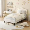 CuisinSmart Twin Upholstered Bed Frame with Smart LED and Adjustable Bear Headboard, Velvet Princess Kids Platform Bed, White - 2 of 4