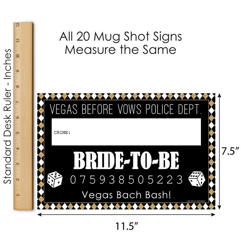 Big Dot of Happiness Vegas Before Vows - Las Vegas Bridal Shower or Bachelorette Party Mug Shots - Photo Booth Props Mugshot Signs - 20 Count, 5 of 7