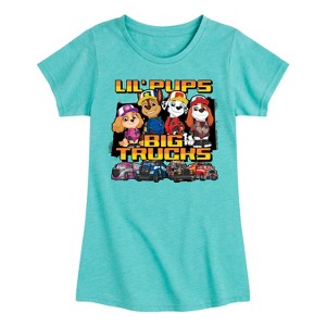 Girls' - Paw Patrol - Lil Pups Big Trucks Fitted Short Sleeve Graphic T-Shirt - 1 of 4
