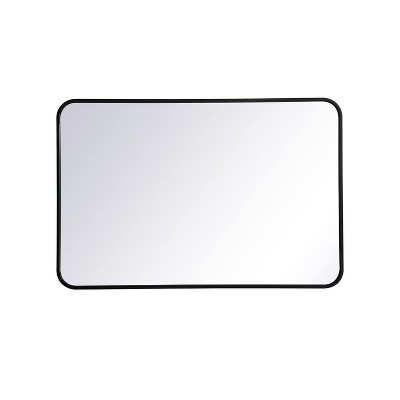 Elegant Lighting Soft corner metal rectangular mirror 24x36 inch in Black