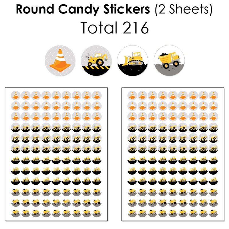 Big Dot of Happiness Dig It - Construction Party Zone - Baby Shower or Birthday Party Candy Favor Sticker Kit - 304 Pieces, 5 of 9