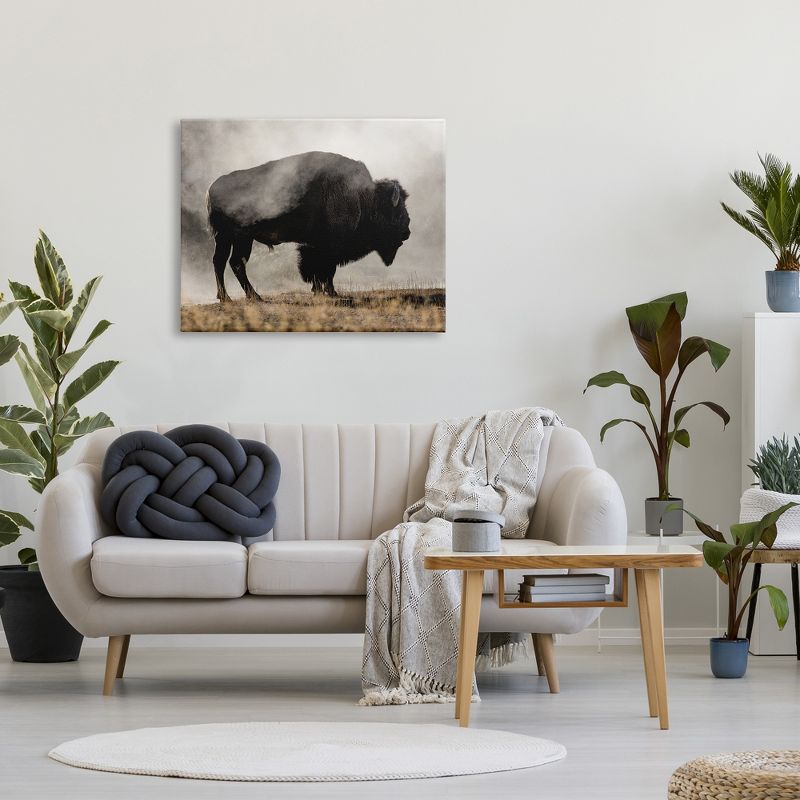 Stupell Industries Powerful Bison Grazing Foggy Rural Pasture Photography Canvas Wall Art, 3 of 6