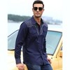 Men's Cowboy Shirt Western Floral Embroidered Casual Button Down Long Sleeve Shirts with Pockets - 3 of 4