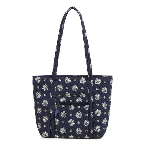 Vera Bradley Women's Cotton Small Vera Tote Bag Bandana Paisley - Navy and Neon Green