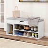 Tangkula Shoe Bench Home Entryway Shoes Storage Bench w/ Padded Seat & Hidden Storage White - 2 of 4
