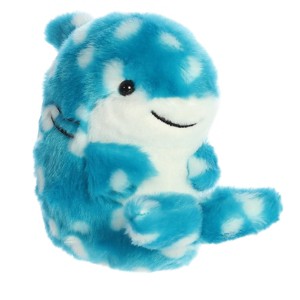 Aurora Mini Willa Whale Shark Rolly Pet Round Stuffed Animal Blue 5" - 1 of 4