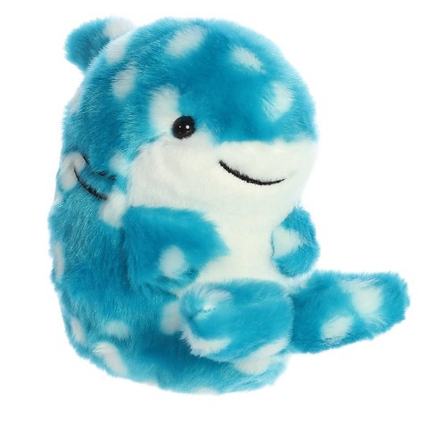 Aurora Mini Willa Whale Shark Rolly Pet Round Stuffed Animal Blue 5" - image 1 of 4