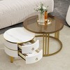 NicBex Set of 2 Tempered Glass Coffee Table Center Nesting Tables with Drawers for Living Room - 2 of 4