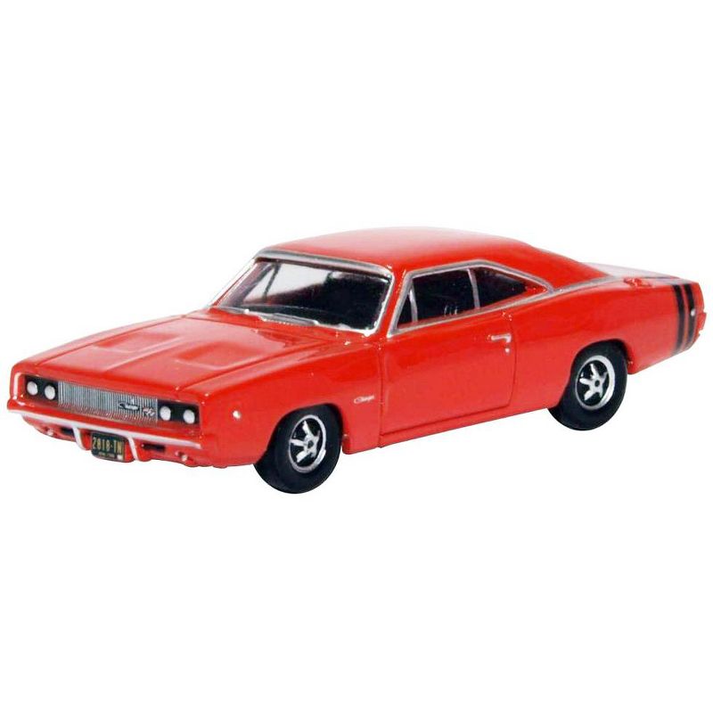 1968 Dodge Charger Bright Red with Black Stripes 1/87 (HO) Scale Diecast Model Car by Oxford Diecast, 2 of 4