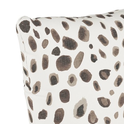 18" Cream and Gray Polyester Cheetah Print Square Throw Pillow