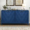 Sideboard Buffet Cabinet, Wooden Floor Storage Console Table, Sideboard Cabinet W/4 Honeycomb Pattern Designed Doors For Entryway Dining Room, Blue - 2 of 4
