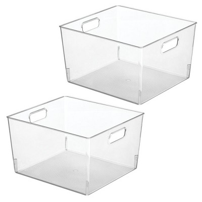 mDesign Plastic Kitchen Pantry Storage Organizer Container Bin - 2 Pack - Clear