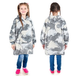 Catalonia Blanket Hoodie Sweatshirt for Kid, Fleece Snuggy Soft Wearable Blanket Pullover 4-12 Years Boy Girl Cozy Warm Gift - 1 of 4