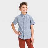 Boys' Short Sleeve Polka Dots Button-Down Shirt - Cat & Jack™ Blue