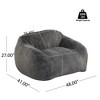 LIVAREEmlen White Indoor Bean Bag Sofa, for Dorm, Apartment, Living Room, Gray Faux Fur - 3 of 4