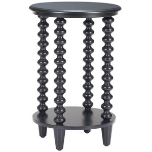 Side Table Black 24"H – Modern Round Painted Fir Wood Table with Bottom Shelf by Zuo Modern - 1 of 4
