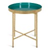 Kate and Laurel Celia Round Metal Side Table, 18.25x18.25x22, Gold and Teal - 3 of 4