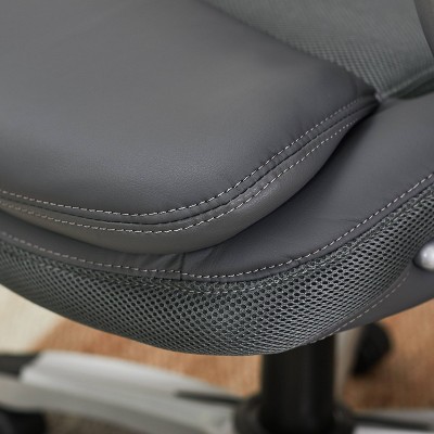 ErgoExec High-Back Swivel Executive Chair in Light Gray Mesh & Faux Leather