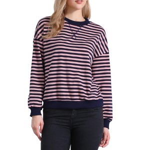INSPIRE CHIC Women's Striped Long Sleeves Crew Neck Casual Tops - 1 of 4