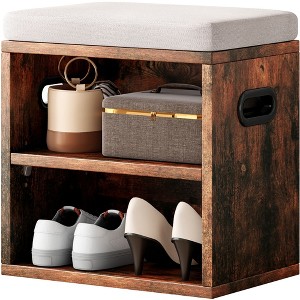 SEVOBAL Shoe Racks Small Shoe Bench for Entryway Shoe Bench with Storage Seating Seat Entryway Shoe Rack, Entryway, Brown, 15.35"*11.4"*16" - 1 of 4