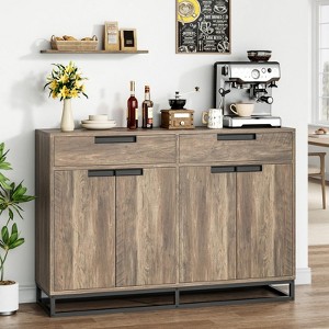 Sideboard Buffet Cabinet, 55" Large Kitchen Accent Modern Storage Cabinet with 2 Drawers & 4 Doors, Coffee Bar Buffet Table for Kitchen, Dining Room - 1 of 4