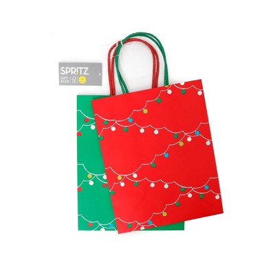 2pk Cub Gift Bags Assorted Holiday Lights Printed - Spritz™