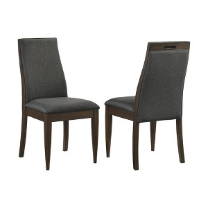 Simple Relax Set of 2 Upholstered Side Chairs in Dark Walnut and Grey - 1 of 4