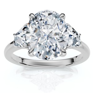 Pompeii3 Certified 2.63Ct Oval & Trapezoid Diamond Engagement Ring Lab Created - 1 of 4